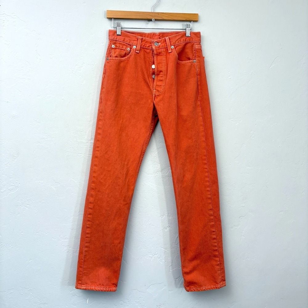 Levis 501xx Jeans Men Size 30 Measures 28 x 32 Orange Button Fly Vintage FLAWS